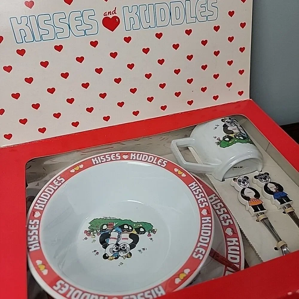 Vtg‎ 1985 6 Piece Child's Dish Set Panda Bears Melamine New Old Stock Taiwan